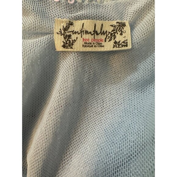 Free People Entwined Sequin Bodysuit V-Neck Adjustable Straps Light Blue S - Picture 4 of 4